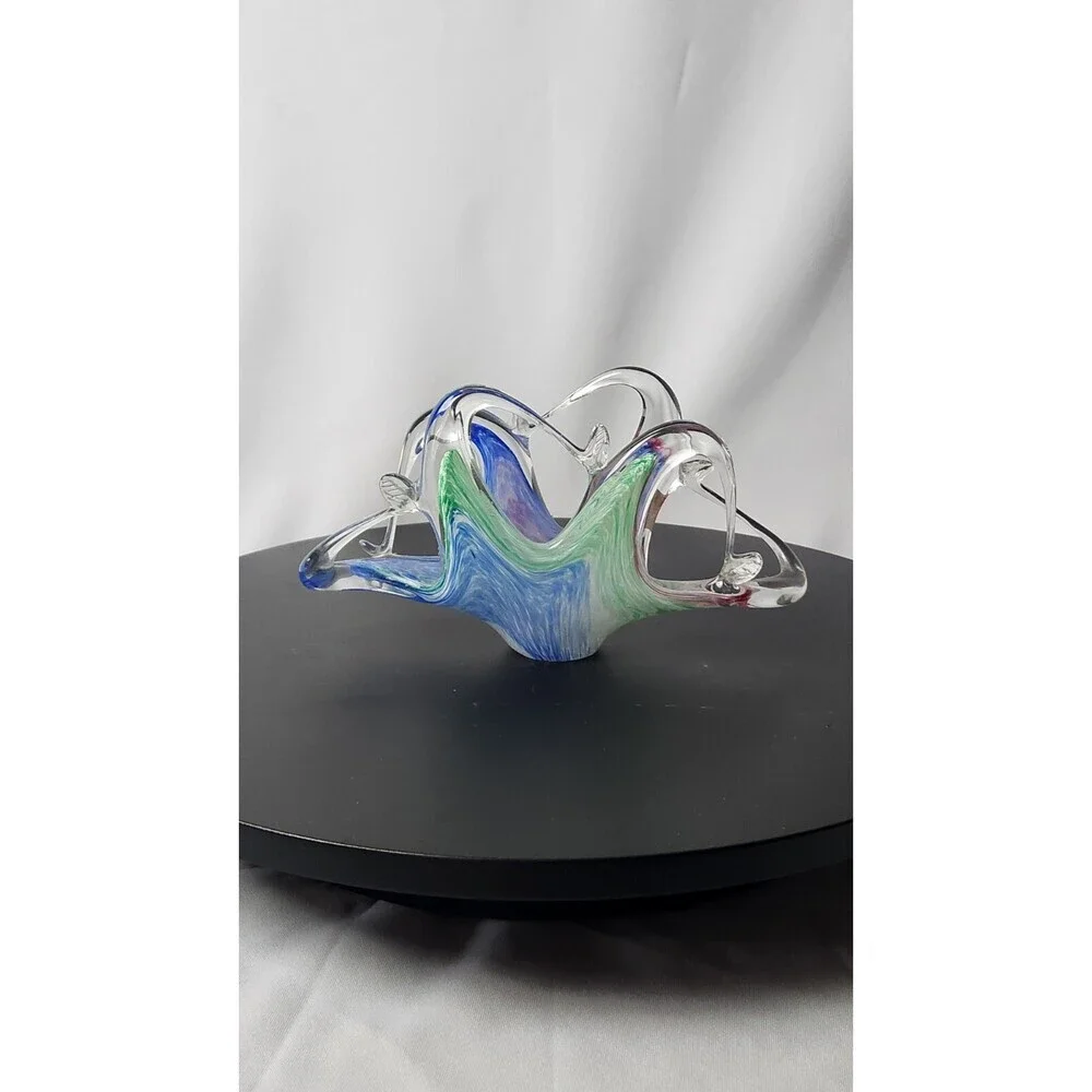 Murano Style Colorful Art Glass Napkin/Envelope Holder Prestine